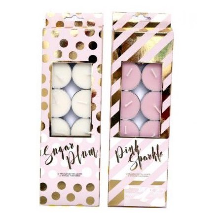 Pink & Gold Tealights, 2 Assorted