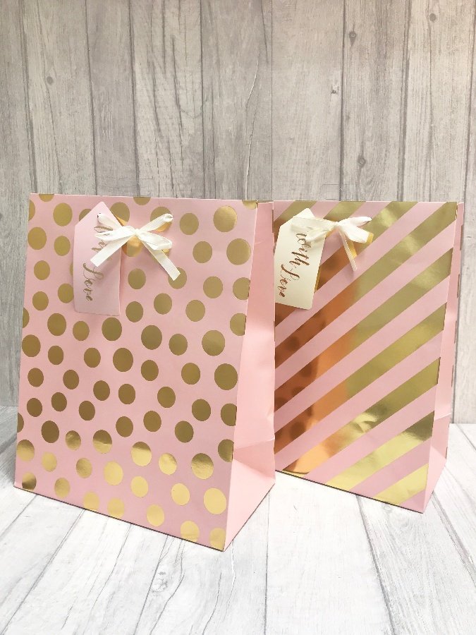 GB4958 / Large Pink/Gold Gift Bag, 2 Assorted 39114 Ranges / Cards