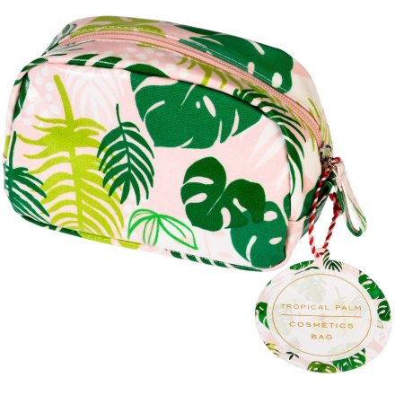 Tropical Palm Print Makeup Bag