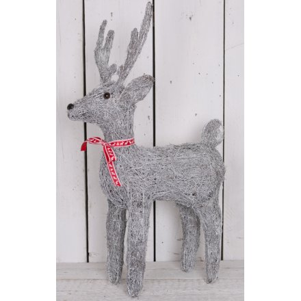 Rustic Woven Grey Reindeer - Extra Large 72cm