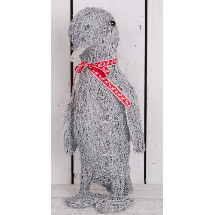 Rustic Woven Grey Penguin - Extra Large 