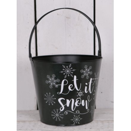 Let It Snow Metal Bucket 24.5cm