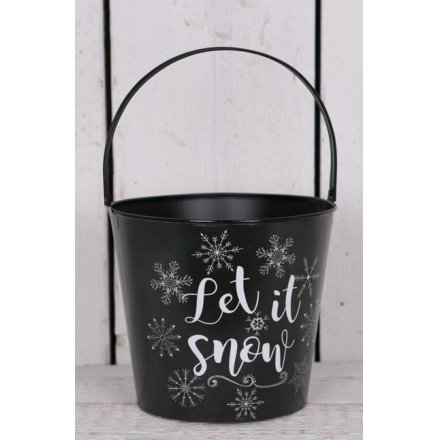 Let It Snow Metal Bucket 21cm