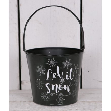 Let It Snow Medium Metal Bucket