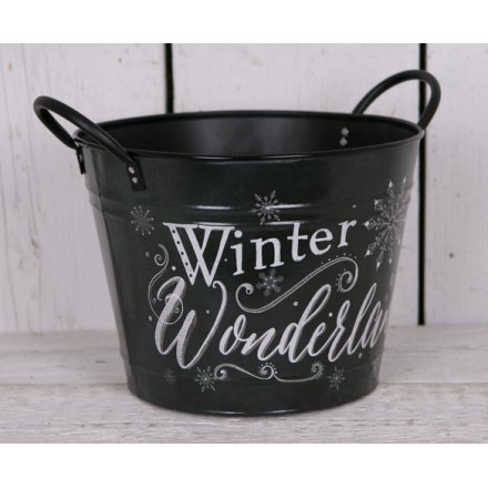 Small Winter Wonderland Metal Planter 26cm