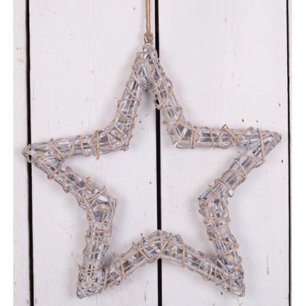 Large Hanging Grey Washed Willow Star 