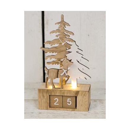 A beautiful little wooden winter scene with an added LED decal and perpetual calendar 