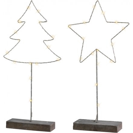 Iron Standing Star & Tree LED Decorations 53cm