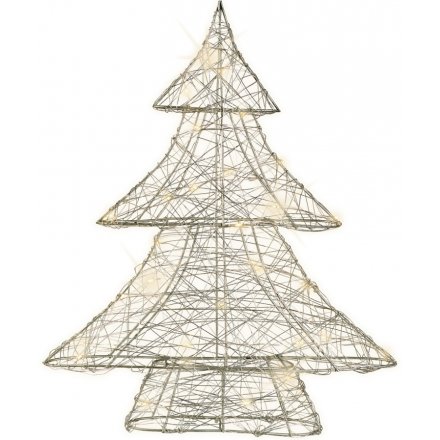 LED Free Standing Silver Tree Light Up 40cm