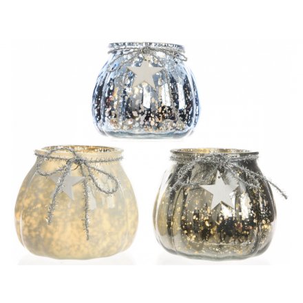 Mottled Glass Pots with LEDs Light Up Mix