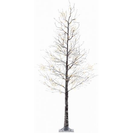 Light Up Brown Twig Tree with Snow 125cm