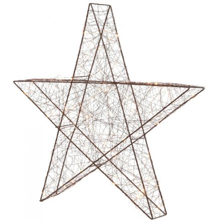 Standing LED Light Up Copper Star 30cm 