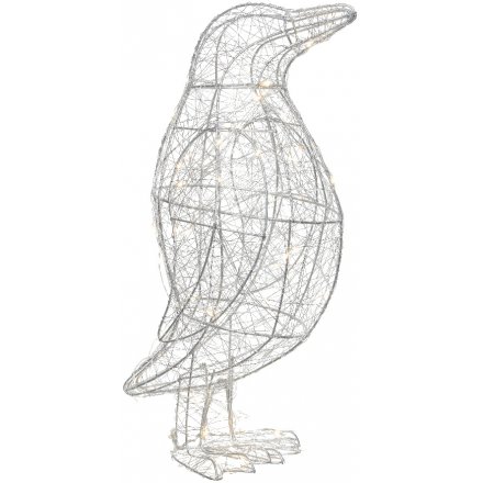 Large LED Standing Silver Penguin 45cm