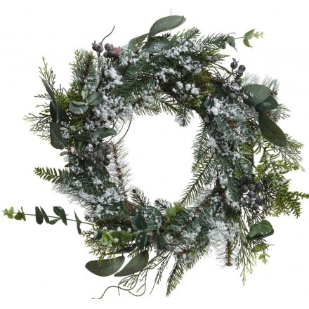 Frosted Snow Berry Pine Wreath 55cm