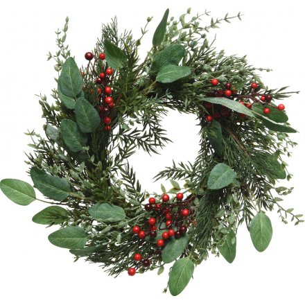 Decorative Wreath With Red Berries 40cm