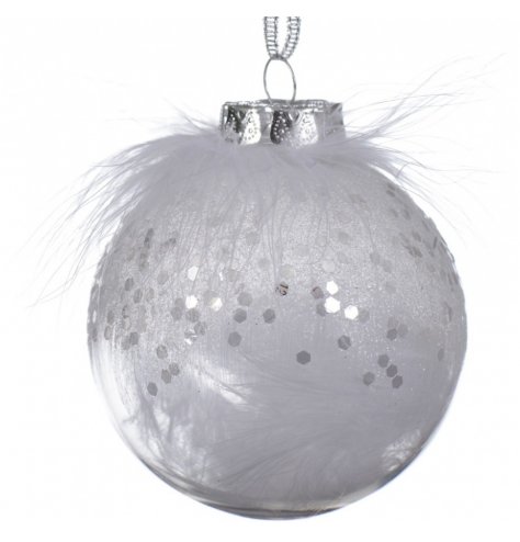 This is the ultimate feather bauble; a popular design with extra festive sparkle.