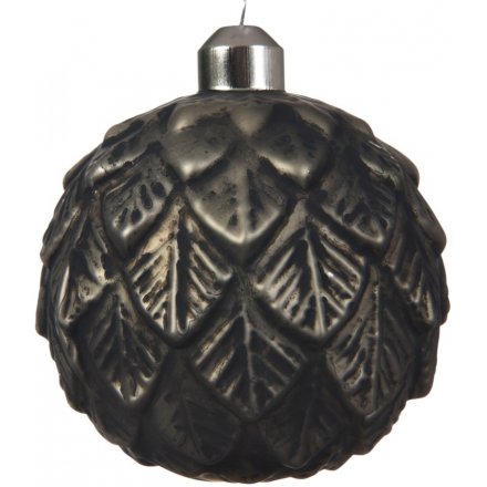  Bring a Rustic Luxe edge to any Christmas decor with this chic matte grey bauble 