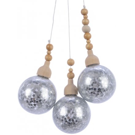 Cluster of Silver Star Hanging Baubles 
