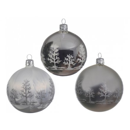 Metallic Baubles with a Tree Pattern 