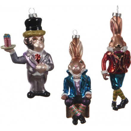 Add these smartly dressed animal figures to your Christmas tree decor for an wonderfully Traditional touch 