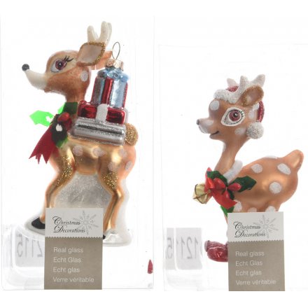 Glass Reindeer Hanging Decorations