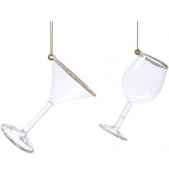 A fun assortment of plastic hanging decorations in the form of drinking glasses, 