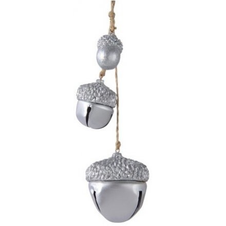 Hanging Silver Acorn Bells 