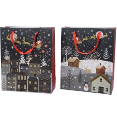 A beautiful assortment of Christmas Eve themed gift bags,