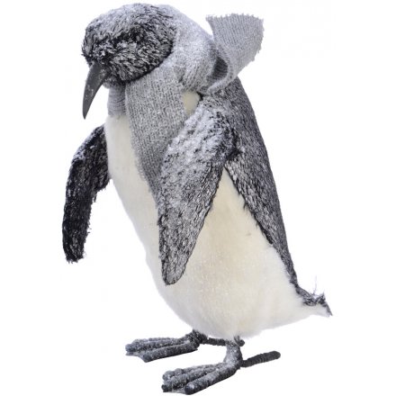Foam Frosted Walking Penguin with Scarf 31cm