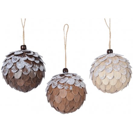 Hanging Pinecone Glitter Baubles 