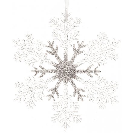 Silver Glitter Snowflake Hanger 32cm