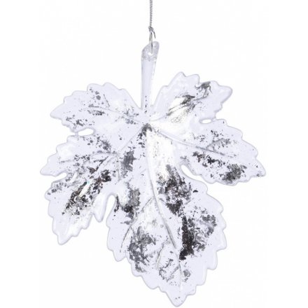 Silver Touched Leaf Hanger 