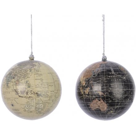 Hanging World Globe baubles 
