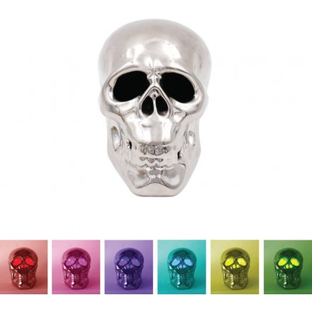 Small Silver Art LED Skull