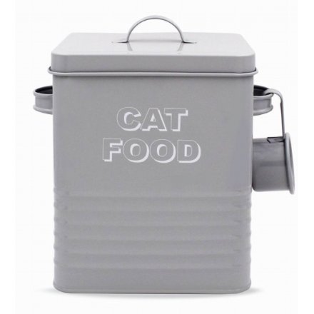 Grey Kitchen Collection Metal Cat Food Tin