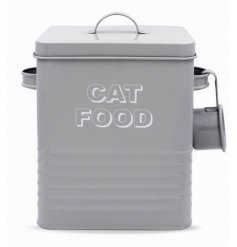 A Grey Kitchen Collection metal Cat Food Tin
