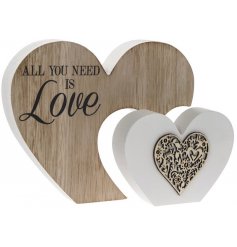  Bring home a sentimental and almost sweet feel with this natural toned smooth wooden heart block 