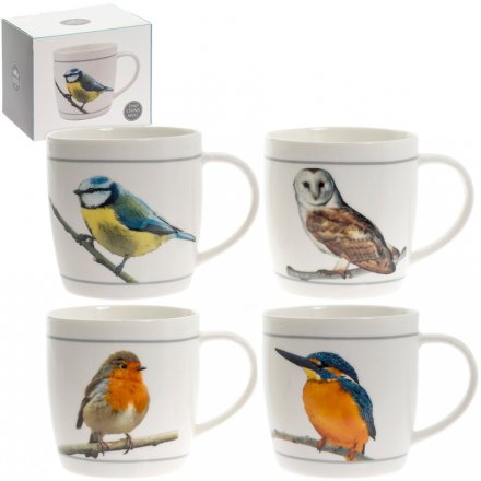 British Bird Mugs, 4 Assorted