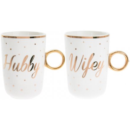 Hubby & Wifey Mugs, Set Of 2