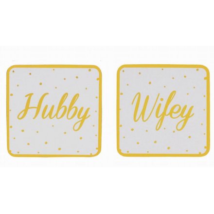 Hubby & Wifey Coaster Set 
