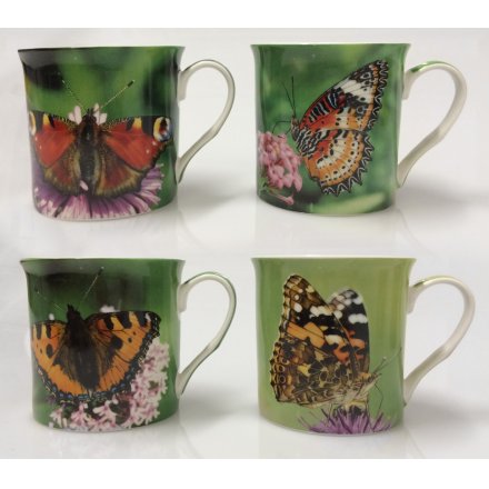 Butterfly Garden Set of 4 Mugs
