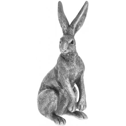 Silver Reflections Ornamental Posed Hare 18cm