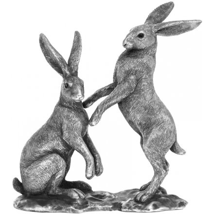 Reflections Silver Twin Hares 27cm