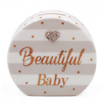  This beautifully decorated money box is a perfect gift idea for a new born baby