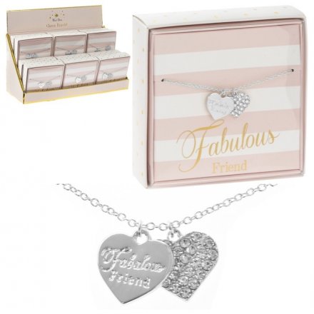 Coated in a sterling silver and perfectly finished with a 'Fabulous Friend' scripted heart,