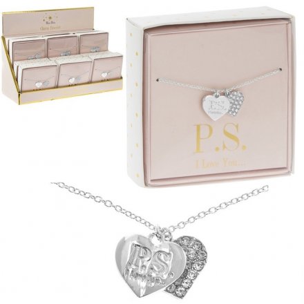  Coated in a sterling silver and perfectly finished with a 'P.S. i love you..'