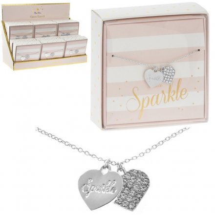 Coated in a sterling silver and perfectly finished with a 'Sparkle' scripted heart