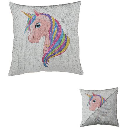Childrens Unicorn Sequin Cushion