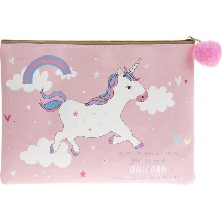  Add a dash of magic to your handbag with this rose pink, unicorn covered purse