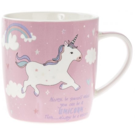  Add a dash of magic to your morning coffee break with this rose pink, unicorn covered drinking mug